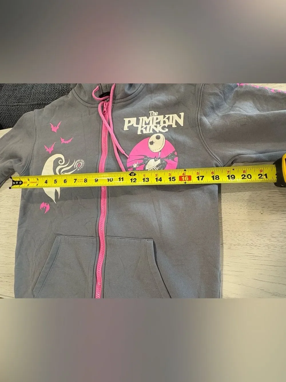 Disney The Pumpkin King Gray & Pink Zip Hoodie